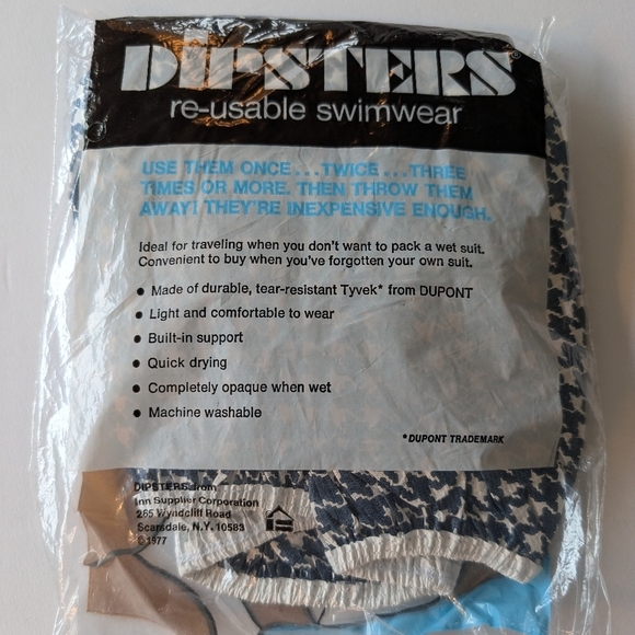 DIPSTERS Tyvek Dupon Disposable Swimwear Swimsuit Bikini Deadstock Vintage - Picture 5 of 11